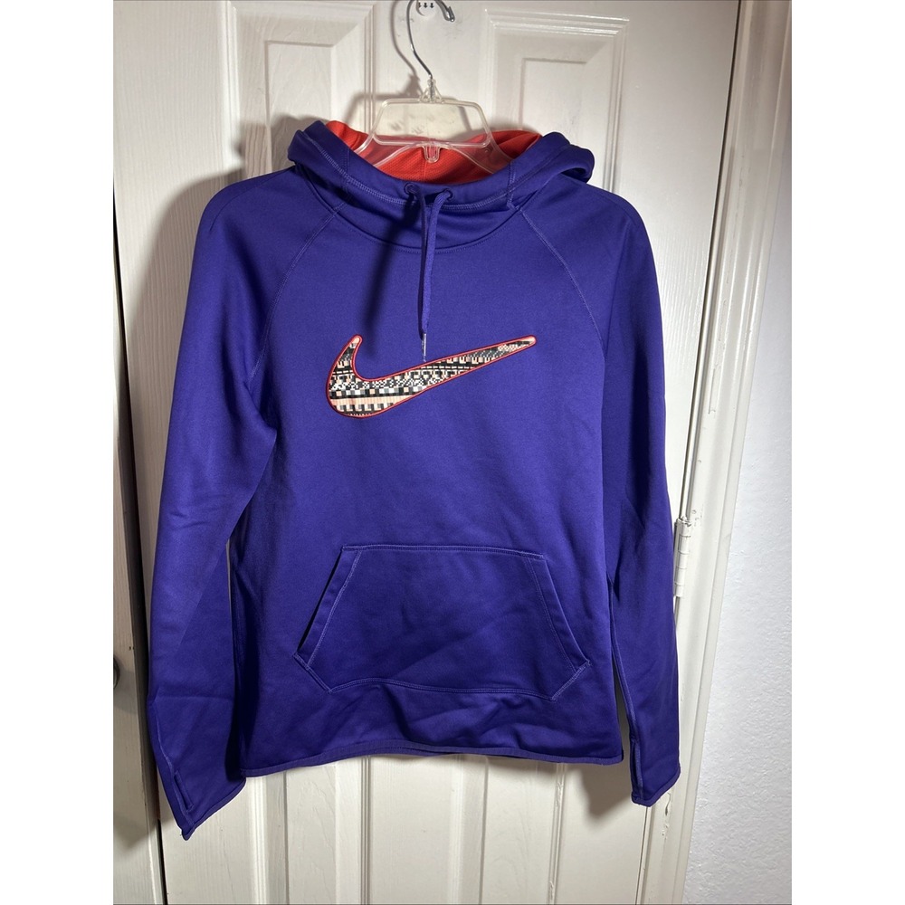 Nike Therma-Fit Purple Swoosh Pullover Hoodie Sweatshirt‎ Womens Size Small